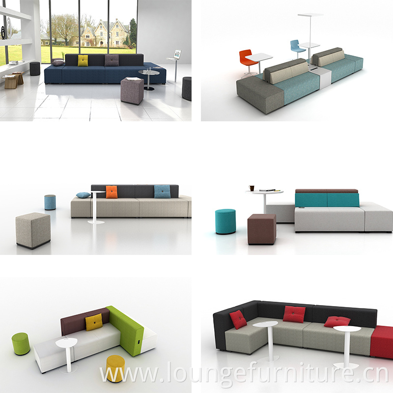 Modern design lounge furniture fabric L shape selection sofa for public area